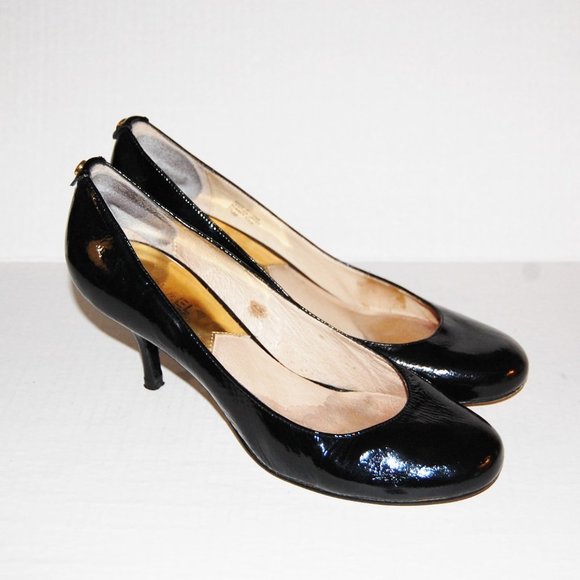 MICHAEL KORS Black PATENT LEATHER High Heels PUMPS Shoes size 7.5 - Picture 2 of 5